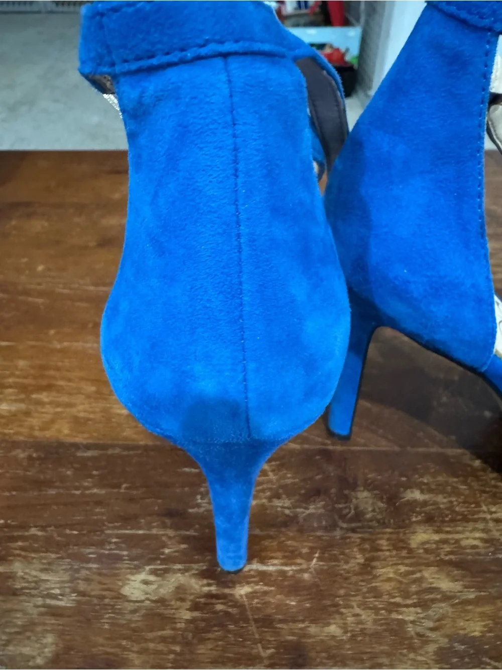 Jessica Simpson Cobalt Blue Suede Pointed-Toe Ankle-Strap Heels